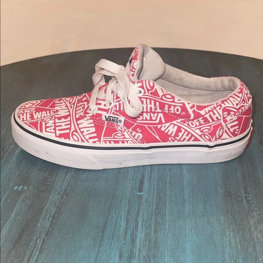 Vans Kids Graphic Red and White Sneakers, Size 2.5